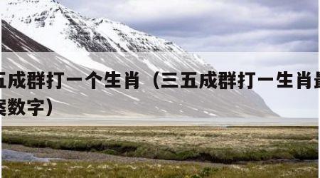 三五成群打一准确生肖的全面释义、解释与落实、定量解答解释落实